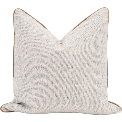 The Not So Basic 22" Essential Pillow in Howell Gray Fabric & Brown Top Grain Leather (Set of 2)